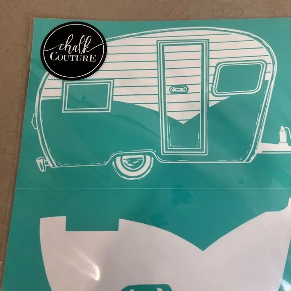 Chalk Couture Happy Camper Transfer, Size D 18x18, Camping Outdoors RV Sport New - Picture 3 of 4